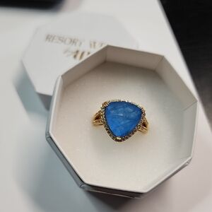 Bomb Party Ring Size 9 Elegant Blue and Gold Ring